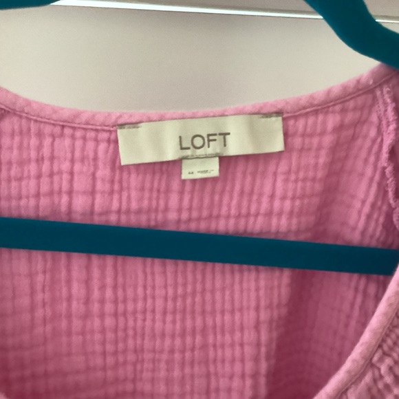 LOFT Pink Ribbed Buttoned Blouse - Picture 3 of 4